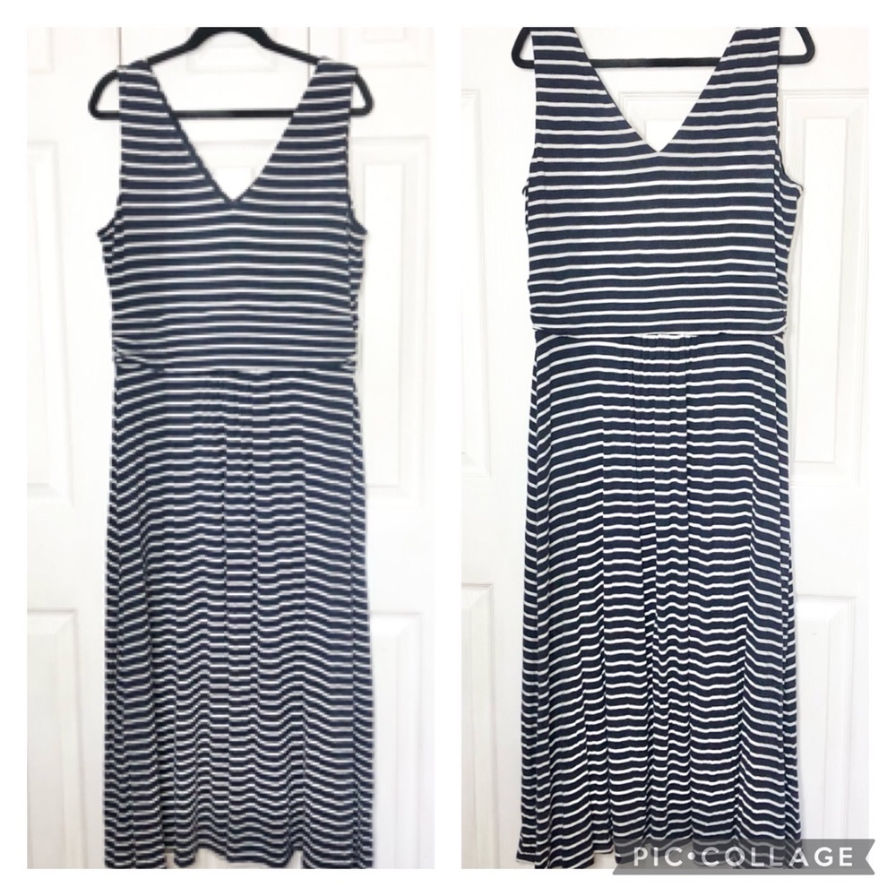 Boden Sienna jersey knit maxi dress, navy/ white stripes, JO614